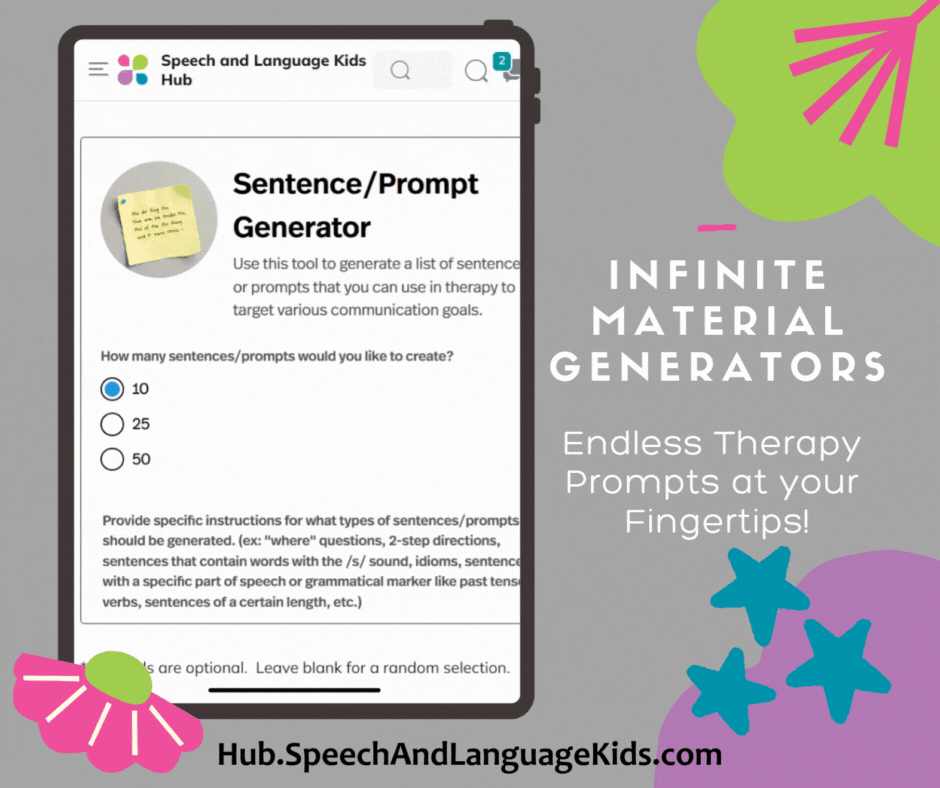 infinite therapy material generators for speech-language professionals