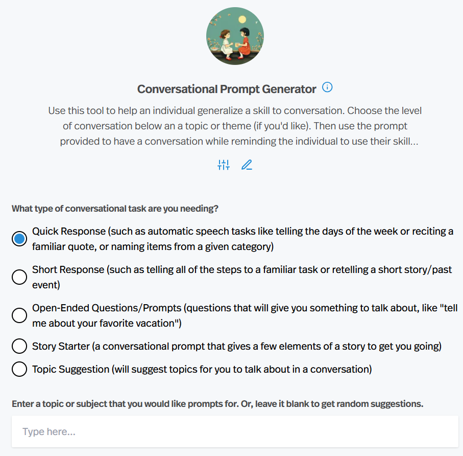 conversational prompt generator for speech-language therapy