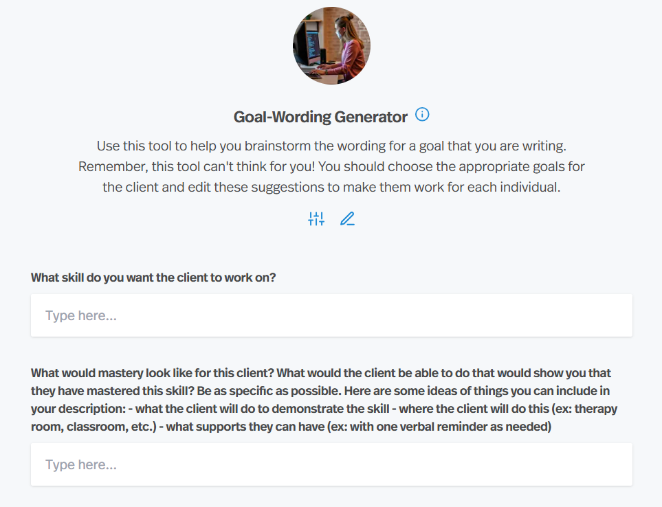 goal wording generator for speech-language therapy